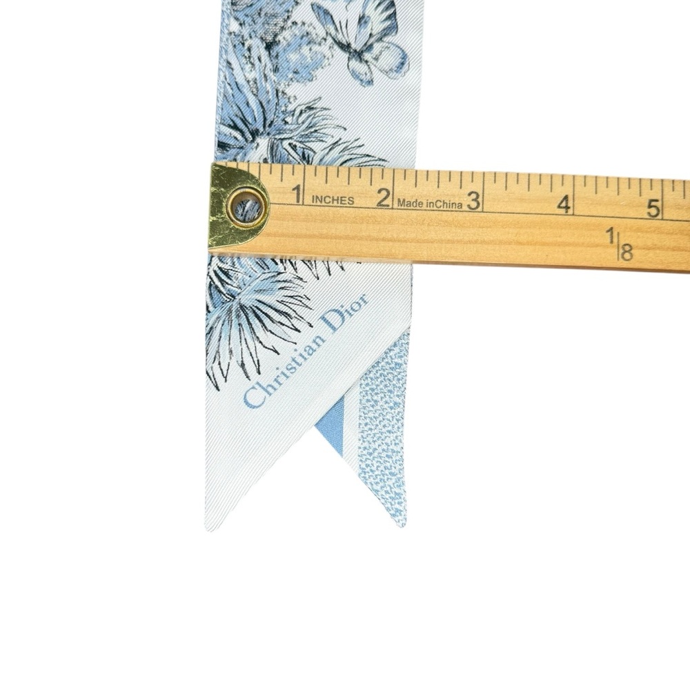 Christian Dior Elegant Blue/White Silk Mitzah Scarf New Luxury Floral - Picture 14 of 14